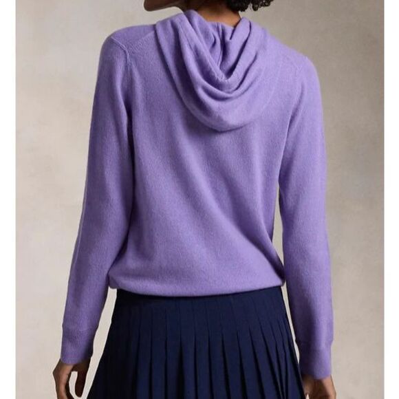 RLX Ralph Lauren Women’s Sz M Purple Washable Cashmere Hooded Sweater - Picture 9 of 9